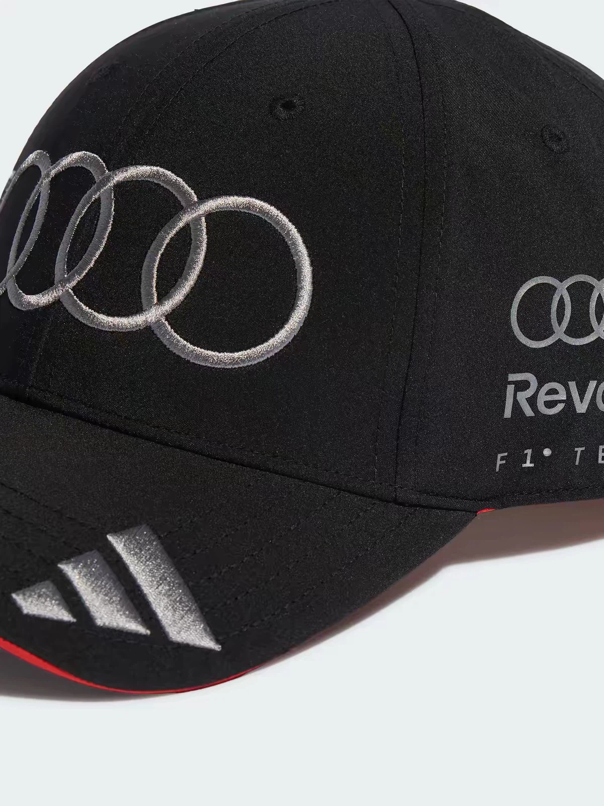 Black Racing Baseball Cap, Silver Embroidered Adjustable Snapback Hat